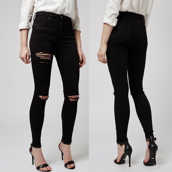 Topshop Denim - BLACK TOP SHOP Distressed black Jamie jeans